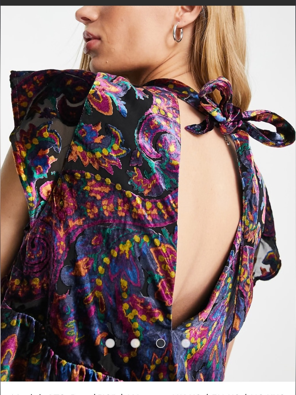 Free People Velvet Paisley Smocked Mini Dress. Size Small. - Picture 3 of 14